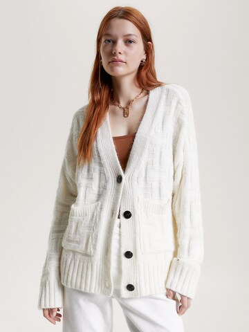 TOMMY HILFIGER Knit Cardigan in White: front