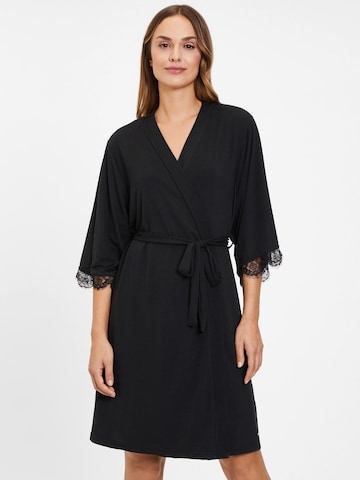 LASCANA Dressing Gown in Black: front