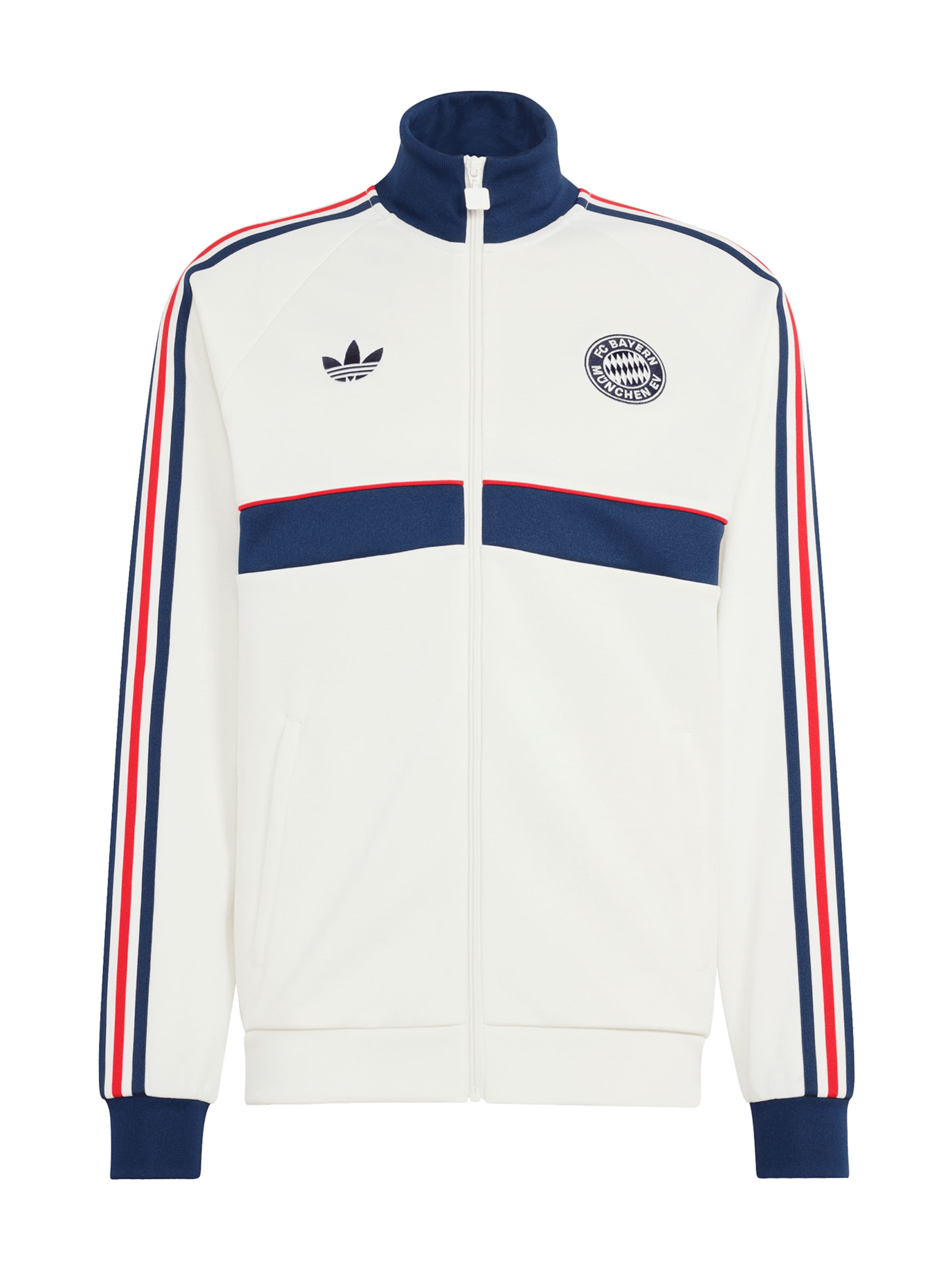 ADIDAS ORIGINALS Zip-Jacke FC Bayern Away in Weiß: Vorderseite