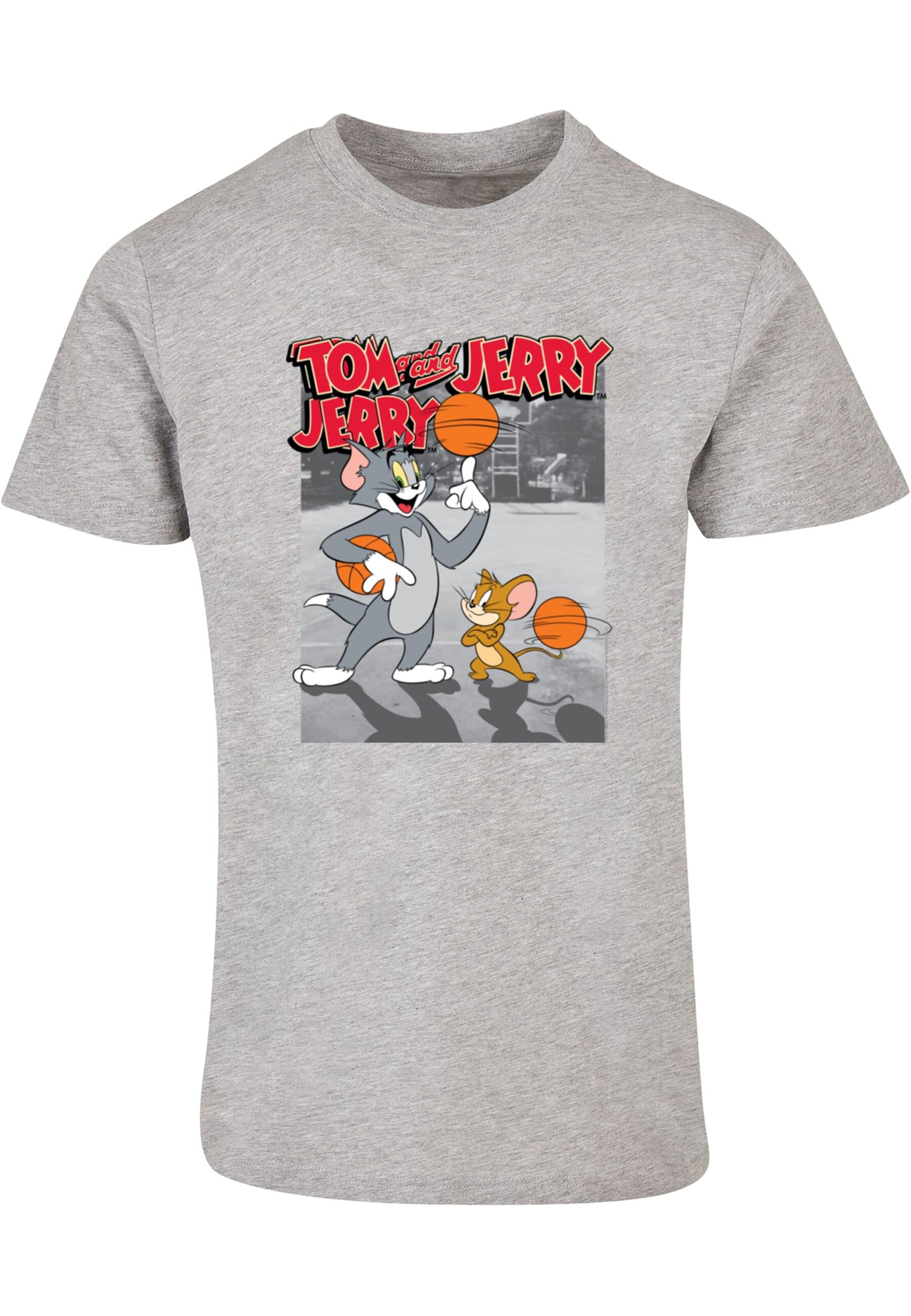 ABSOLUTE CULT Shirt 'Tom and Jerry - Basketball Buddies' in Grey: front