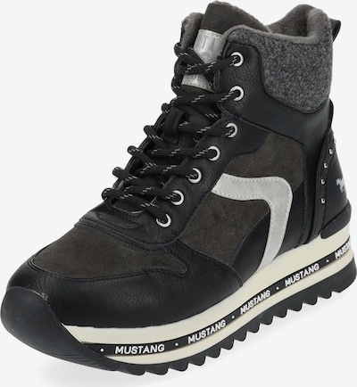 MUSTANG Lace-Up Ankle Boots in Dark grey / Black / Silver / White, Item view