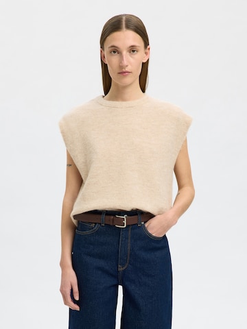 Pull-over 'SLFLULU' SELECTED en beige : devant
