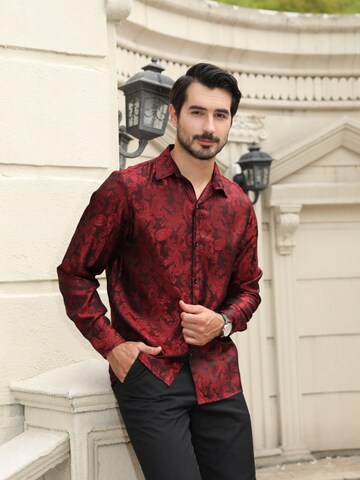 YOUTHUP Comfort fit Button Up Shirt 'Stick' in Red