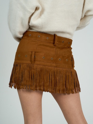 Gonna 'Fringed Suede Skirt' di FYS in beige