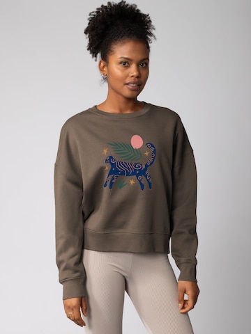 Watapparel Sweatshirt 'Love and flex ' in Bruin: voorkant