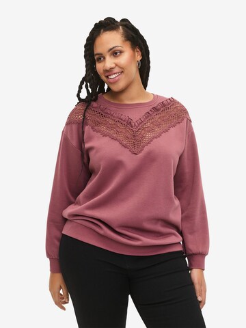 Zizzi Sweatshirt 'CASARA' in Purple: front