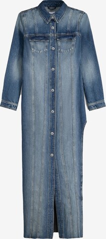 Bershka Shirt Dress in Blue: front