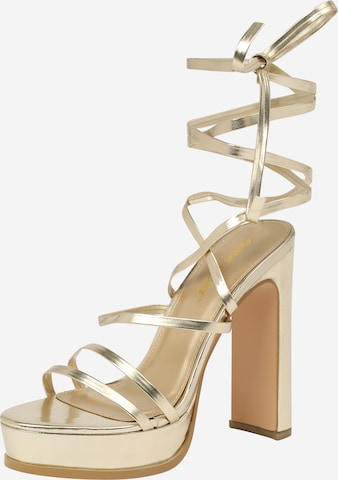 Public Desire - Sandalias con hebilla 'GIMME GIMME' en oro: frente