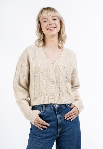 MYMO Knit cardigan 'Blonda' in Beige: front