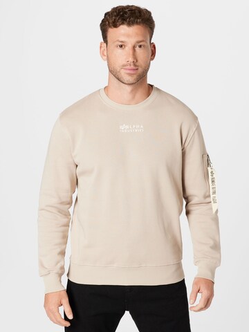 Sweat-shirt ALPHA INDUSTRIES en beige : devant