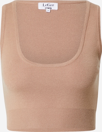 LeGer by Lena Gercke - Top de punto 'Leticia' en beige: frente