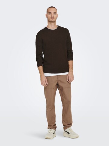 Only & Sons Regular Fit Pullover 'Panter' i brun