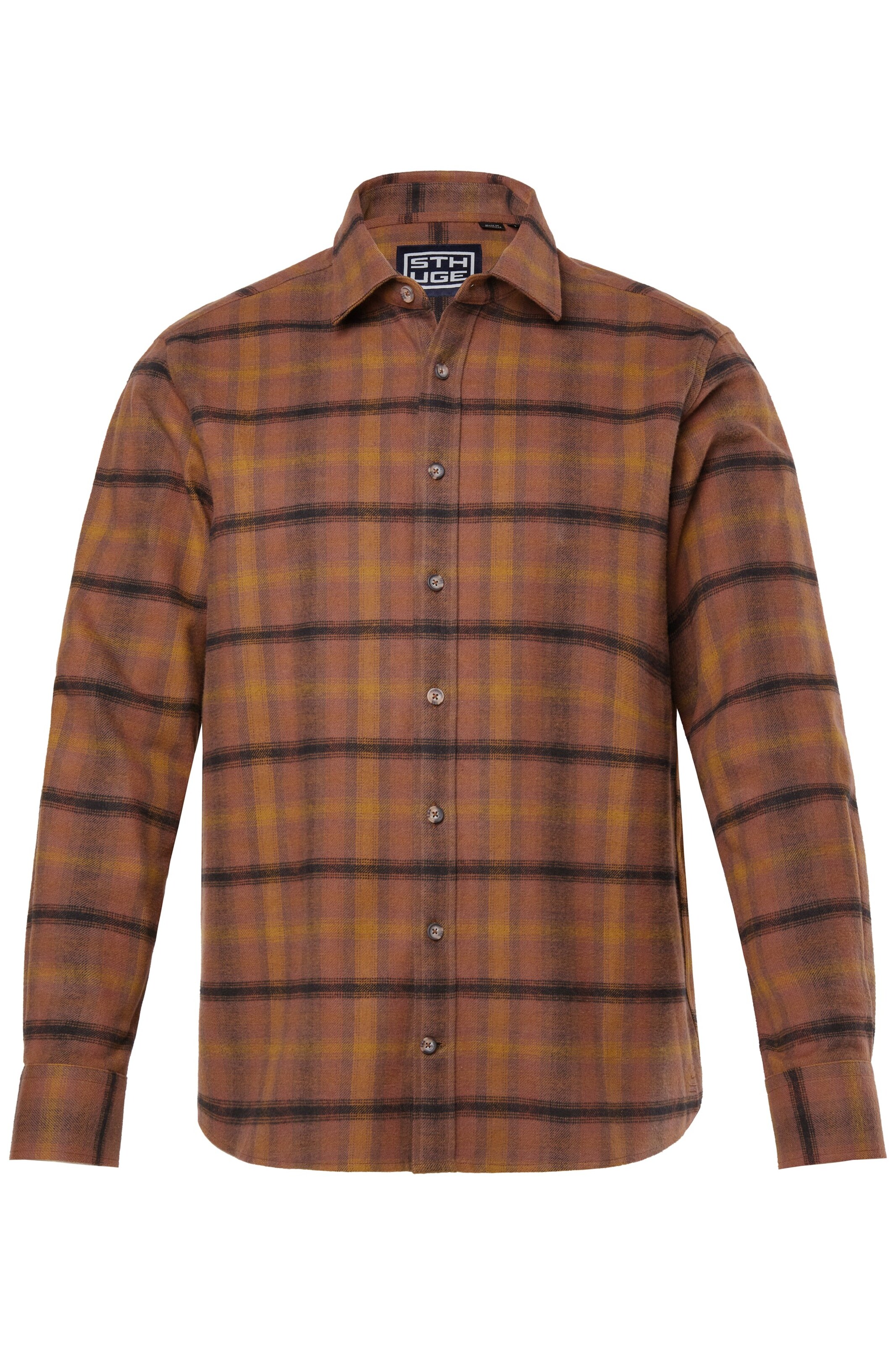 STHUGE Regular fit Overhemd in Bruin: voorkant