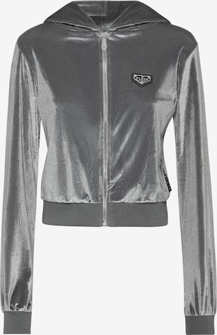 Philipp Plein - Sudadera con cremallera en gris: frente