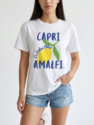 June Haus Oversizeshirt 'La Dolce Vita Italy Travel T‑Shirt'‌‌‌‌ in Weiß: Vorderseite