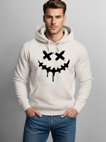 Neverless Sweatshirt 'Smile Face' in Beige