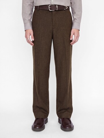 JACK & JONES Wide leg Trousers with creases in Brown: front