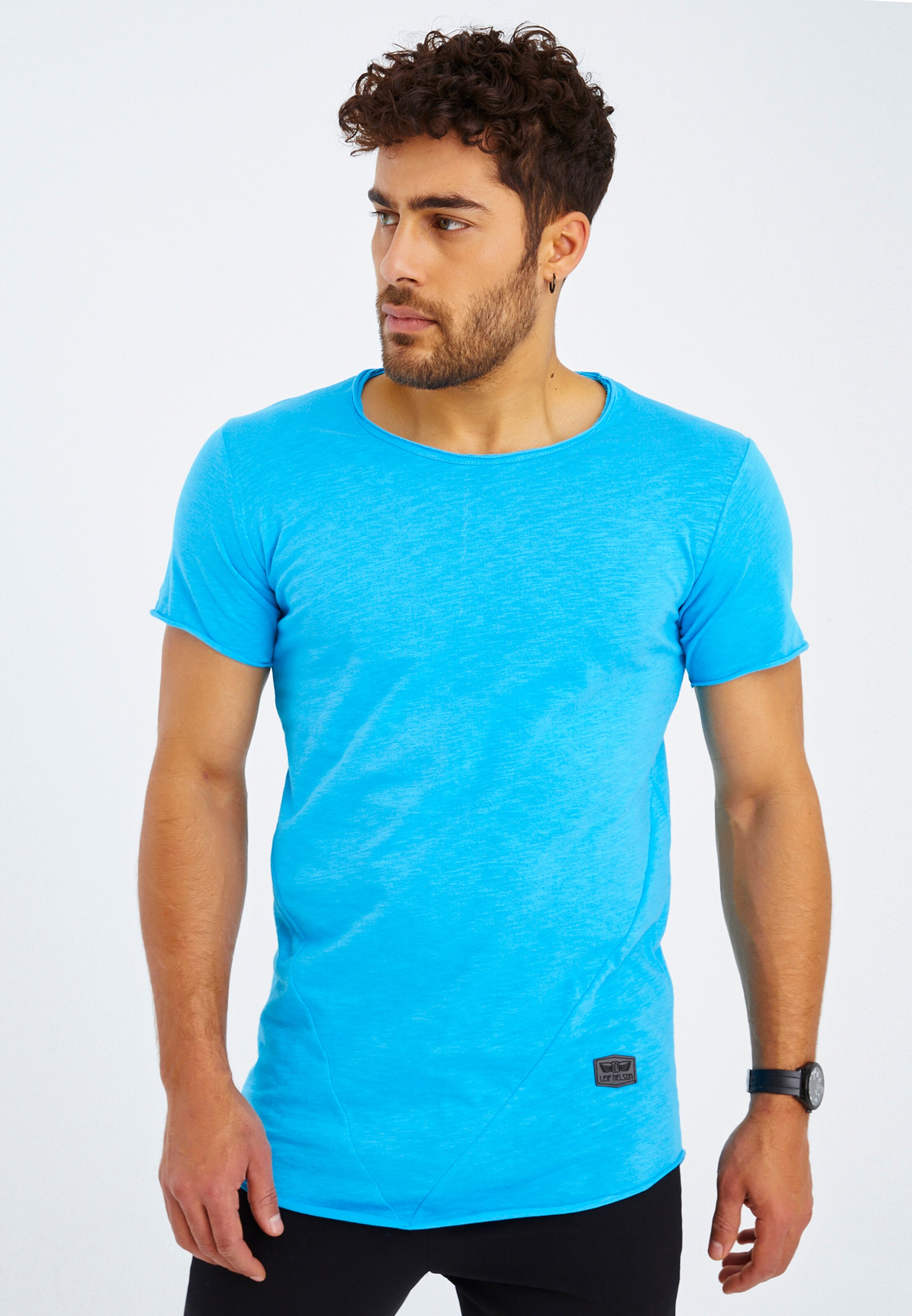 Männer Shirts Leif Nelson T-Shirt Rundhals in Blau - UI26246