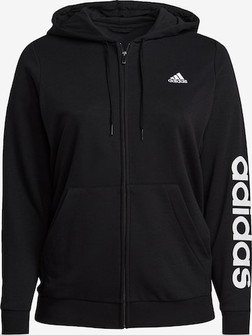 ADIDAS SPORTSWEAR Athletic Zip-Up Hoodie 'Essentials' in Black: front