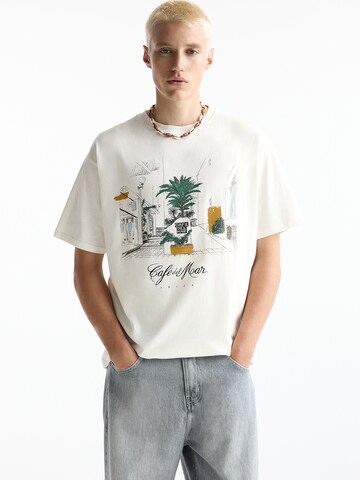 T-Shirt Pull&Bear en beige : devant