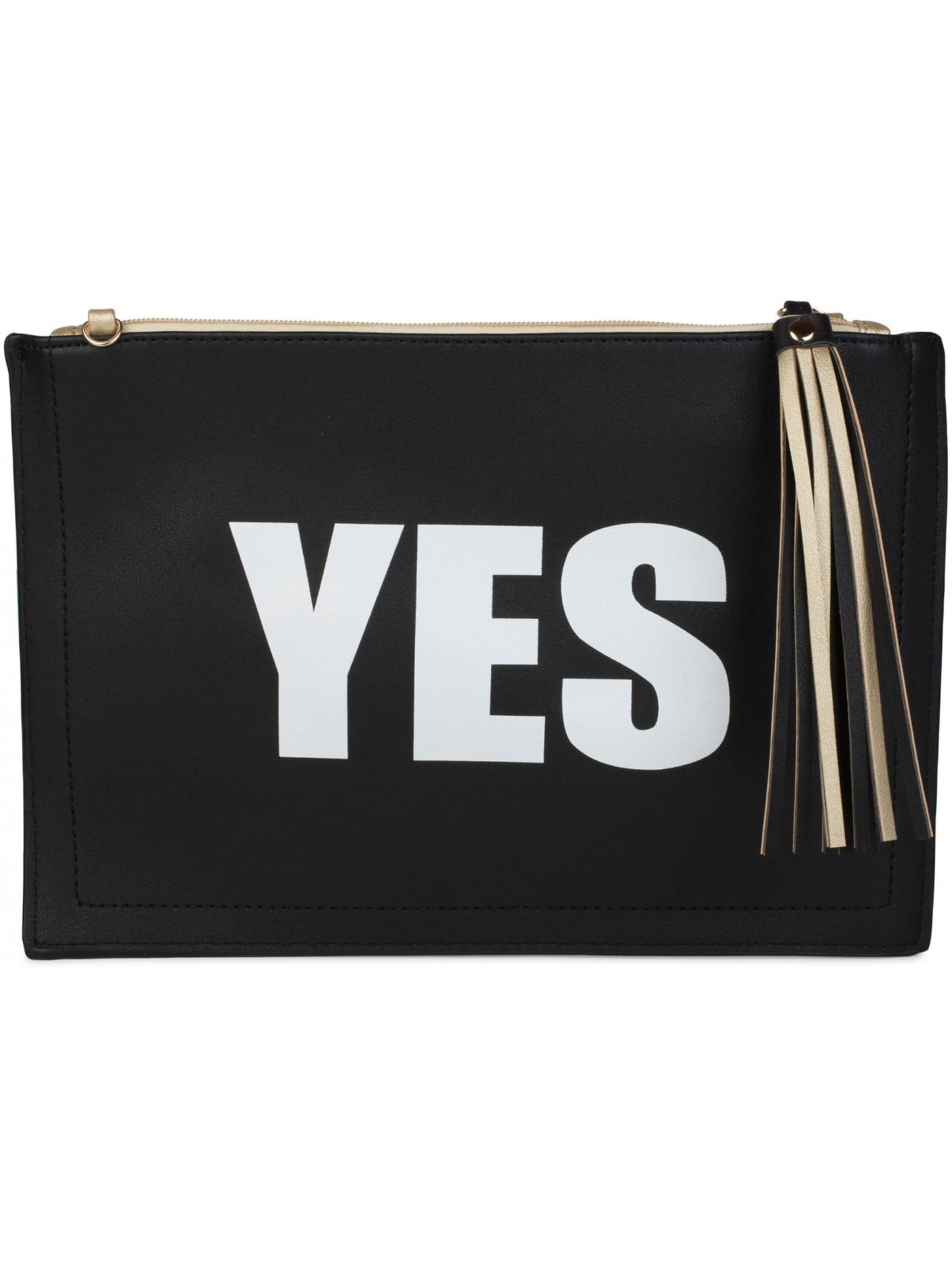 styleBREAKER Clutch 'Clutch mit YES und NO Print'‌‌‌‌‌‌‌ in Gold: Vorderseite