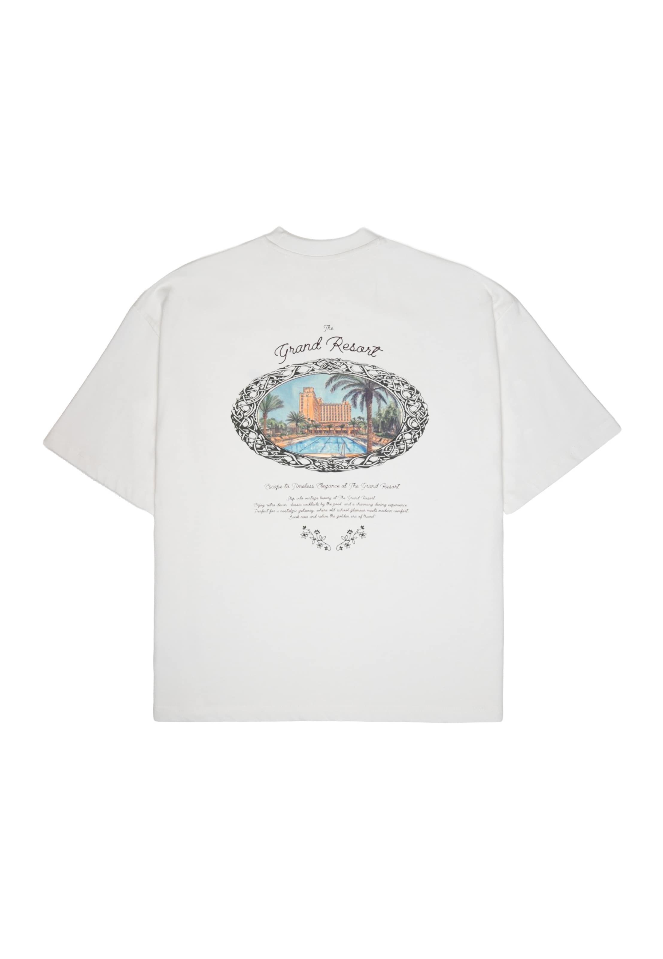 Prohibited T-Shirt 'Grand Pool' en L en azur / orange / noir / blanc, Vue avec produit