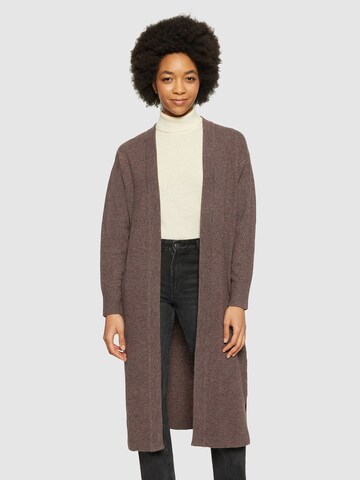 KnowledgeCotton Apparel Knit Cardigan in Brown: front