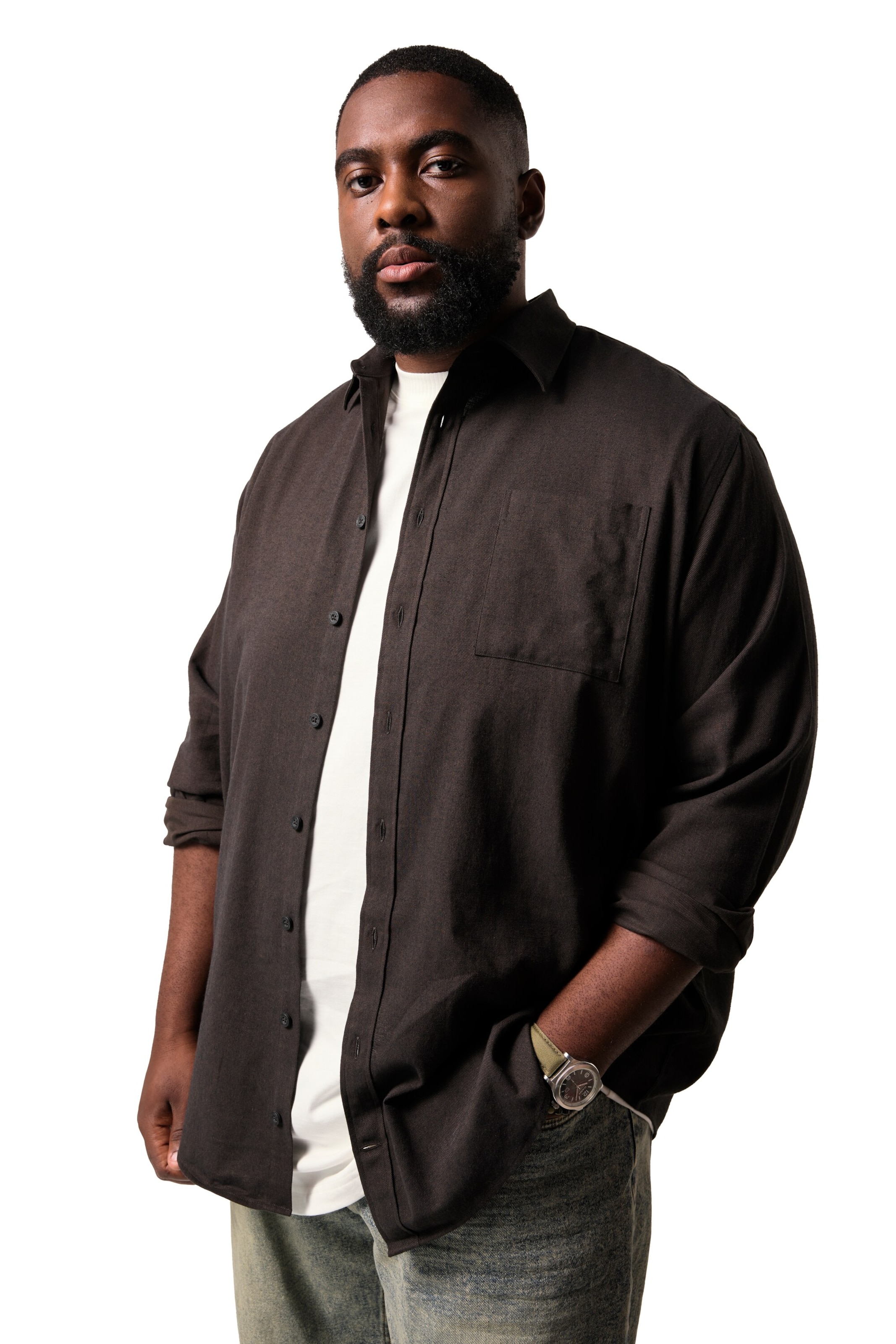 STHUGE Regular Fit Hemd in Braun: Vorderseite