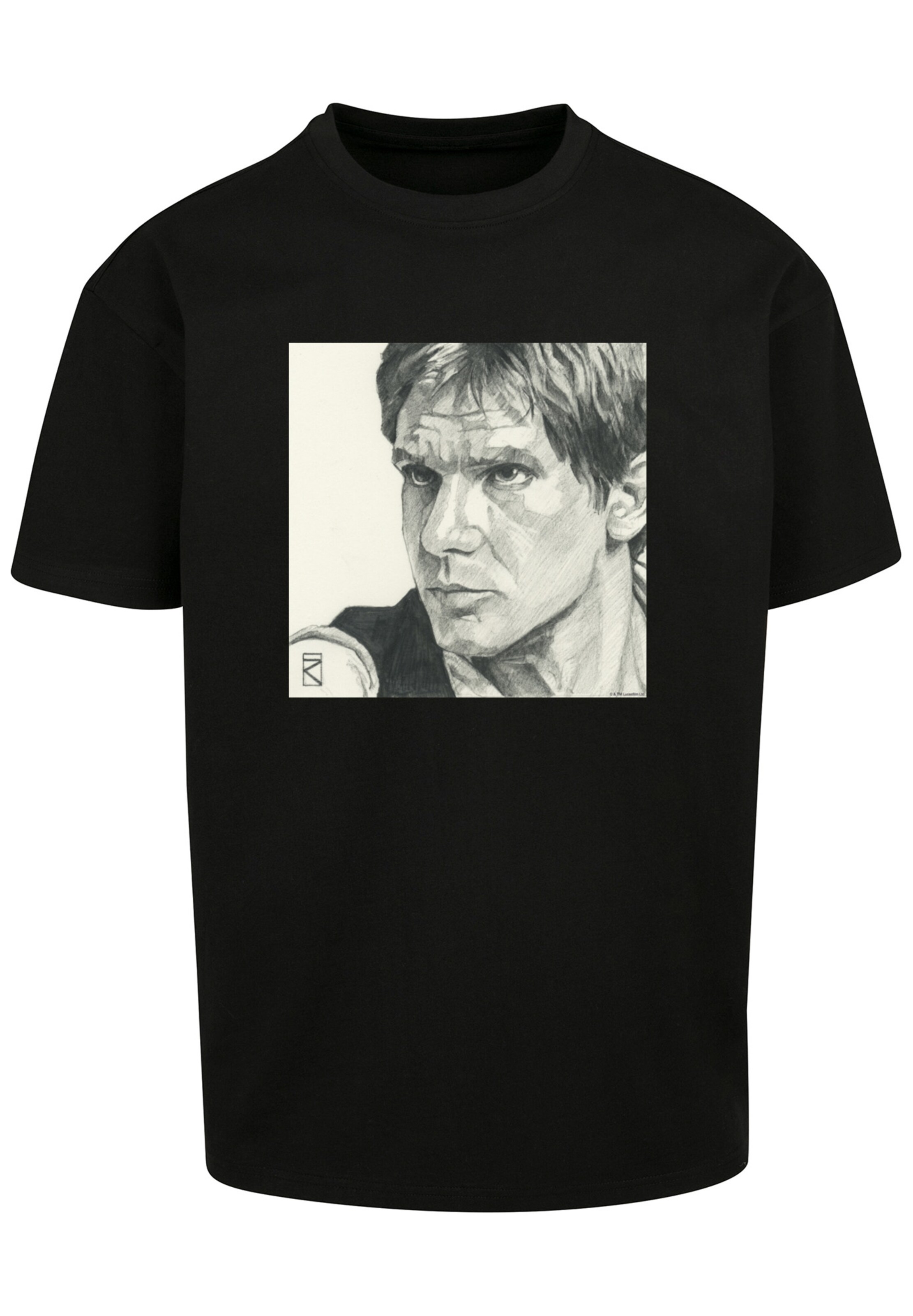 F4NT4STIC Shirt 'Star Wars Han Solo Drawing' in Black: front