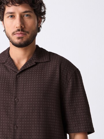 Next Regular fit Button Up Shirt in Brown