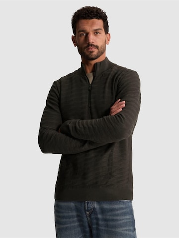 CAST IRON Sweater 'Pullover with half-zip and allover texture' in Grey: front