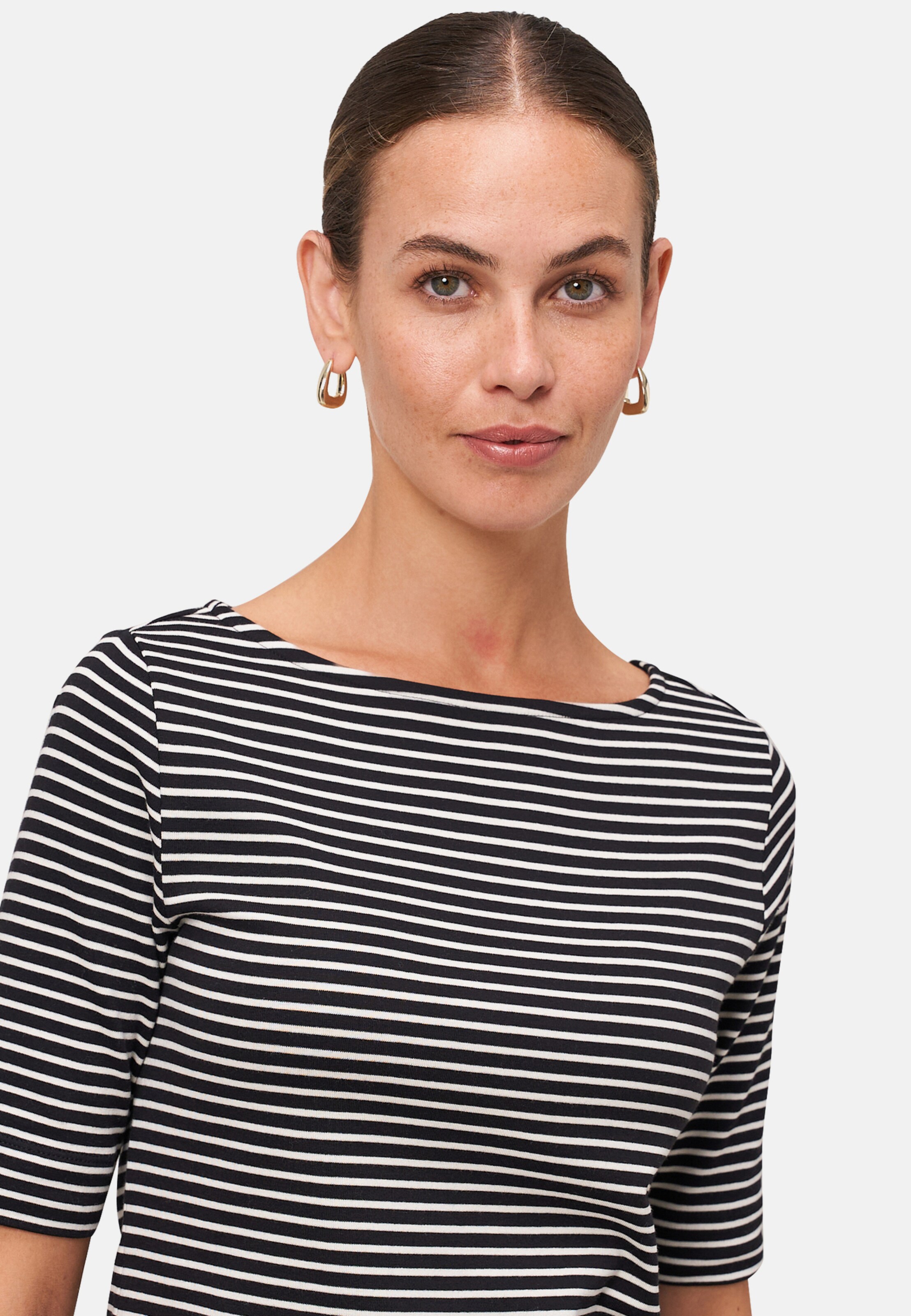 zero Ringelshirt mit U-Boot Ausschnitt in Schwarz