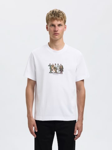 SELECTED - Camisa 'SLHPETE LICENSE' em branco: frente