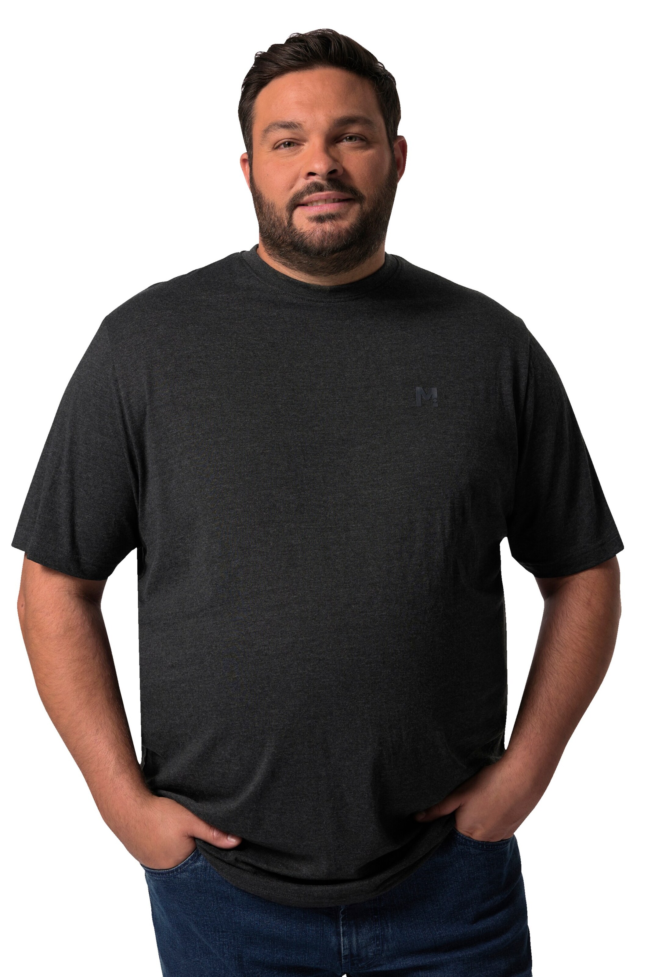Men Plus Shirt in Black: front