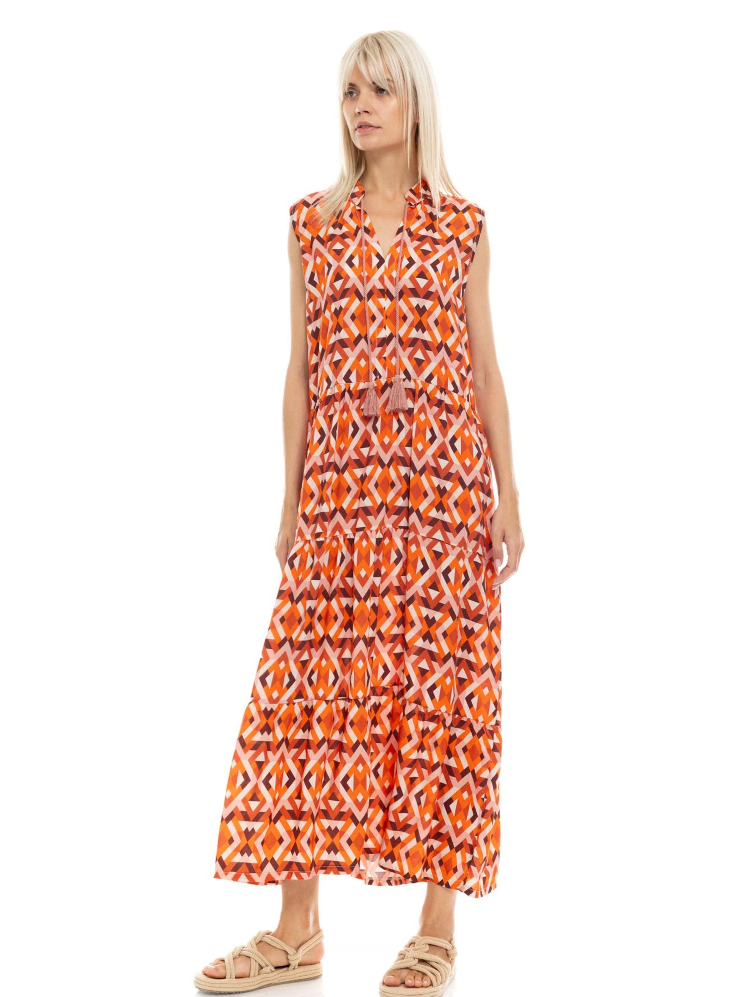Pink Label Zomerjurk 'BEACHWEAR LONG AZTEC' in Oranje