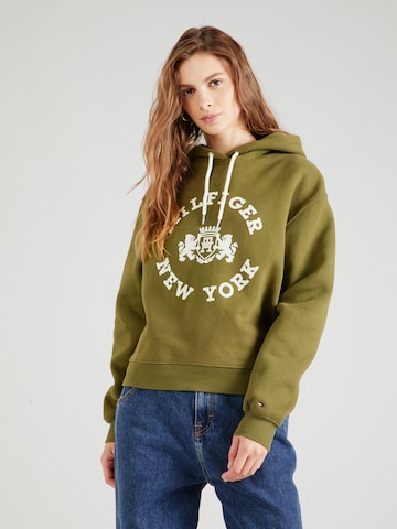 Sweat-shirt TOMMY HILFIGER en vert : devant