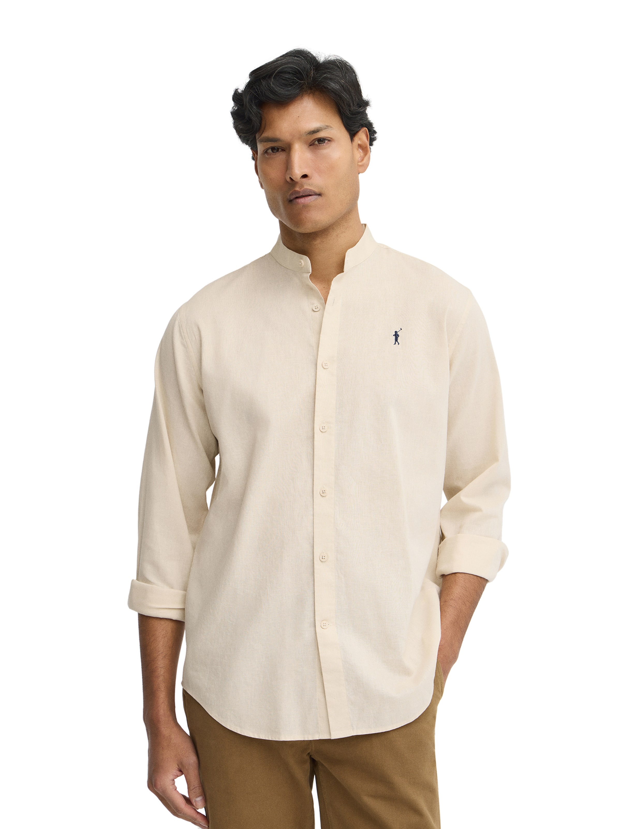 Polo Club Button Up Shirt in Beige: front