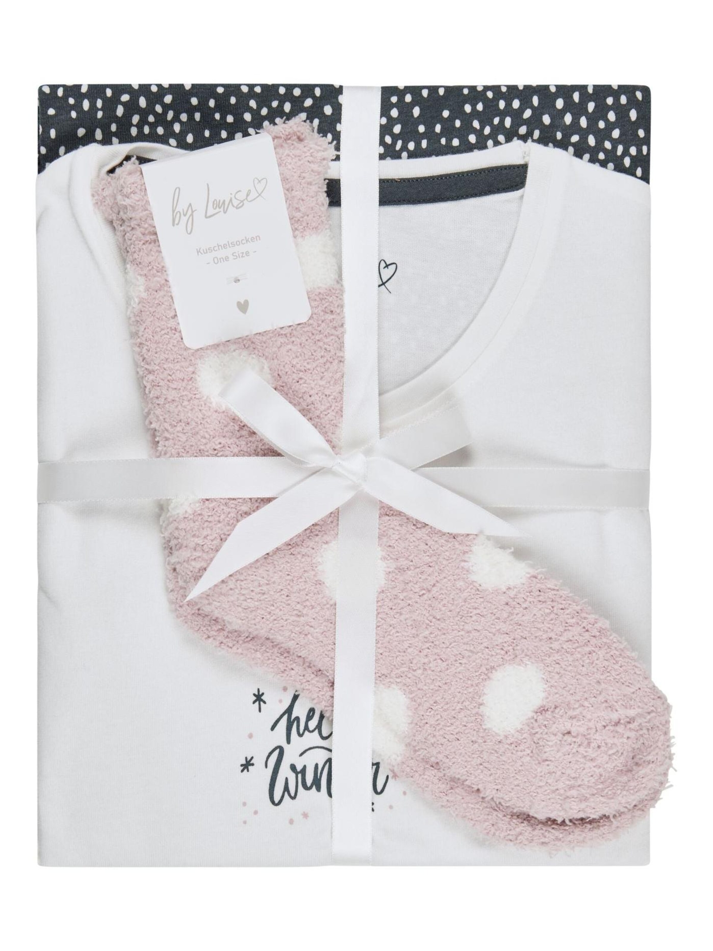 By Louise Pyjama 'by Louise Women's Pyjamas with Cosy Socks Long Nightwear Interlock'‌‌‌‌‌‌‌‌‌‌ in Beige