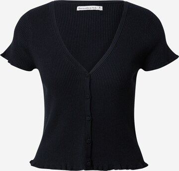 Abercrombie & Fitch Gebreid vest in Zwart: voorkant