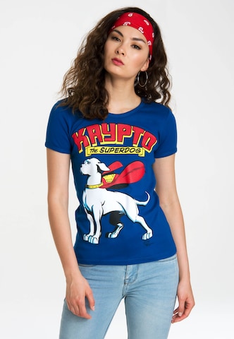 LOGOSHIRT Shirt 'Krypto the Superdog' in Blauw: voorkant