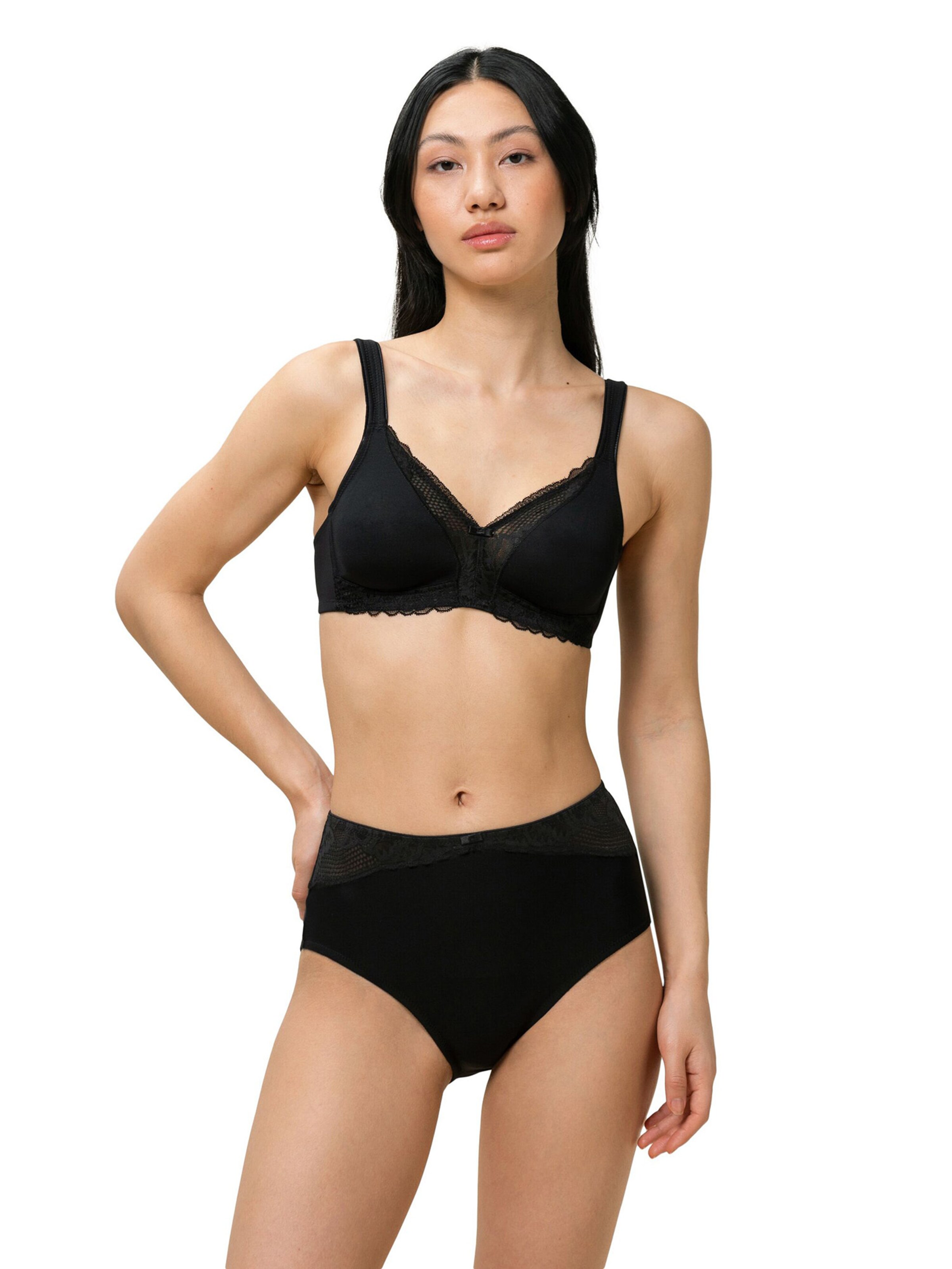 TRIUMPH T-shirt Bra ' Modern Lace+Cotton ' in Black