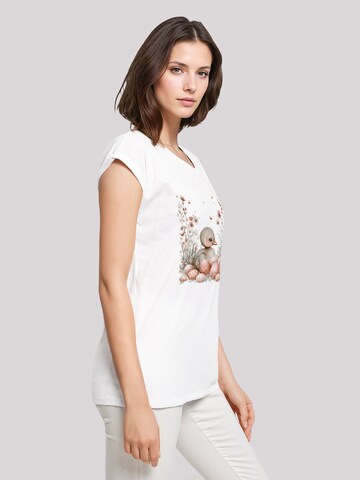 F4NT4STIC T-Shirt 'Ente Ostereier Blumen Küken' in Weiß