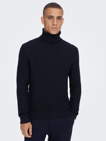 Only & Sons Sweater 'TUCK 7' in Blue