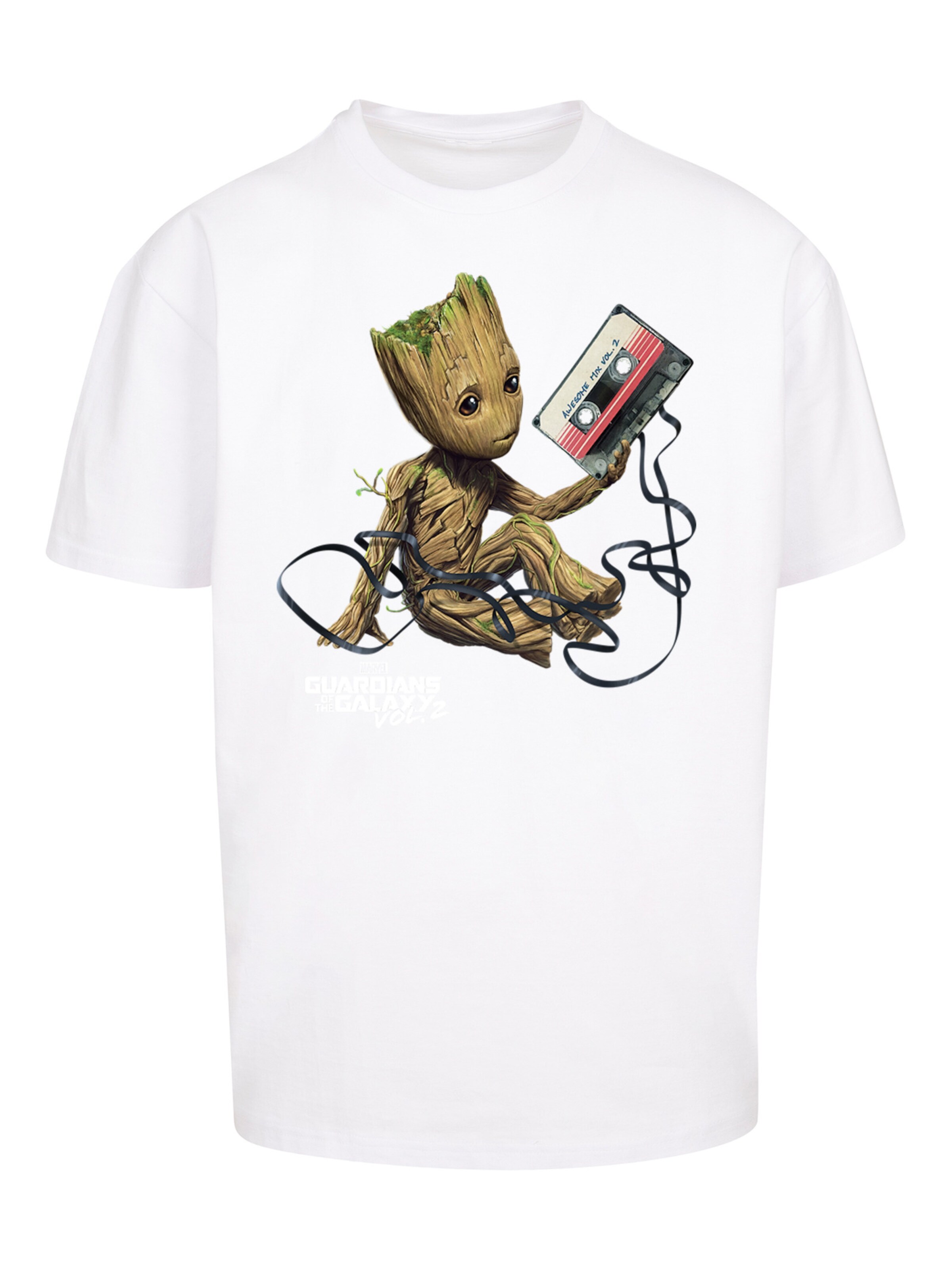 F4NT4STIC Shirt 'Marvel Guardians Of The Galaxy Vol2 Groot Tape' in White: front