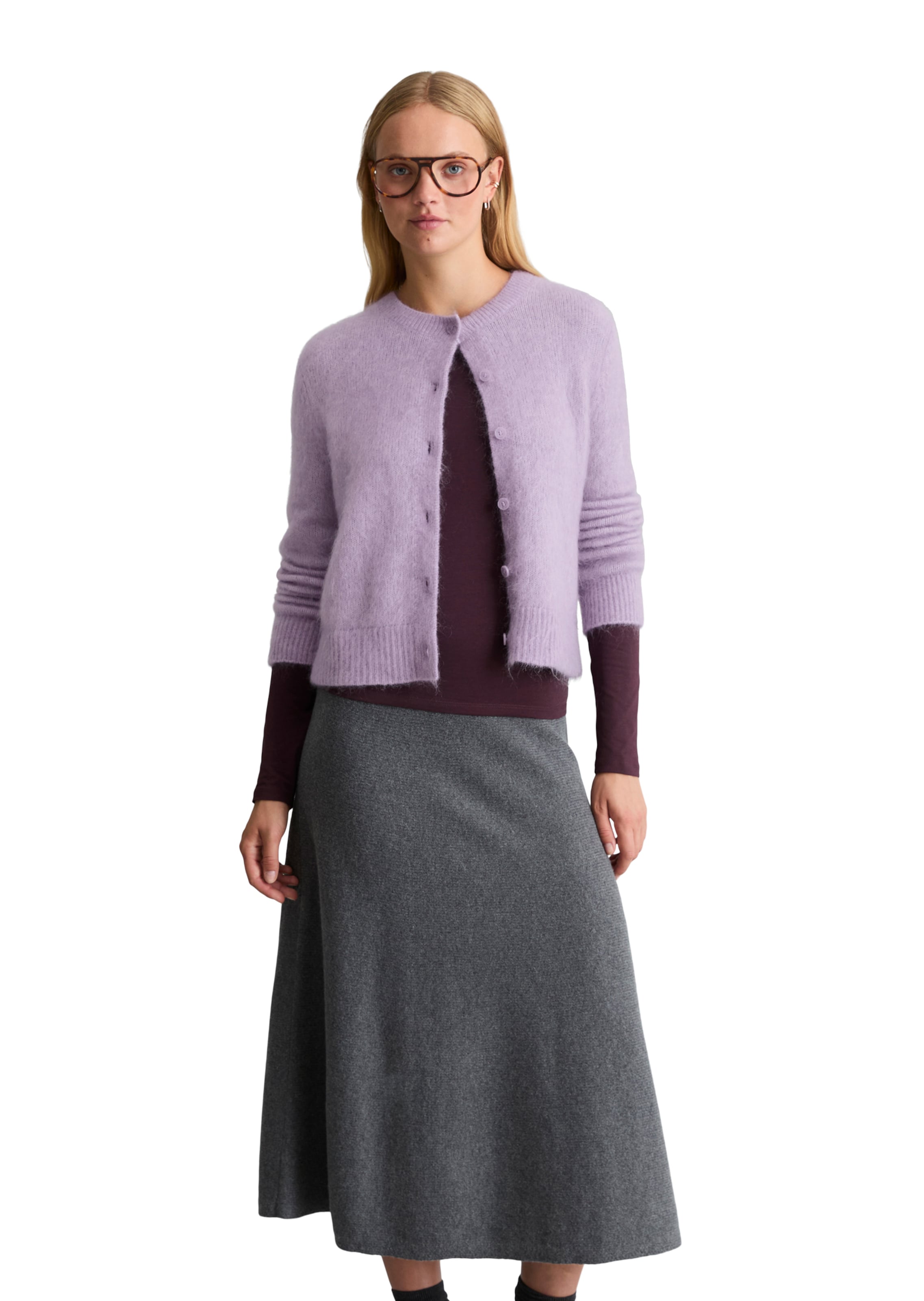 Marc O'Polo DENIM Strickjacke in Lila: Vorderseite