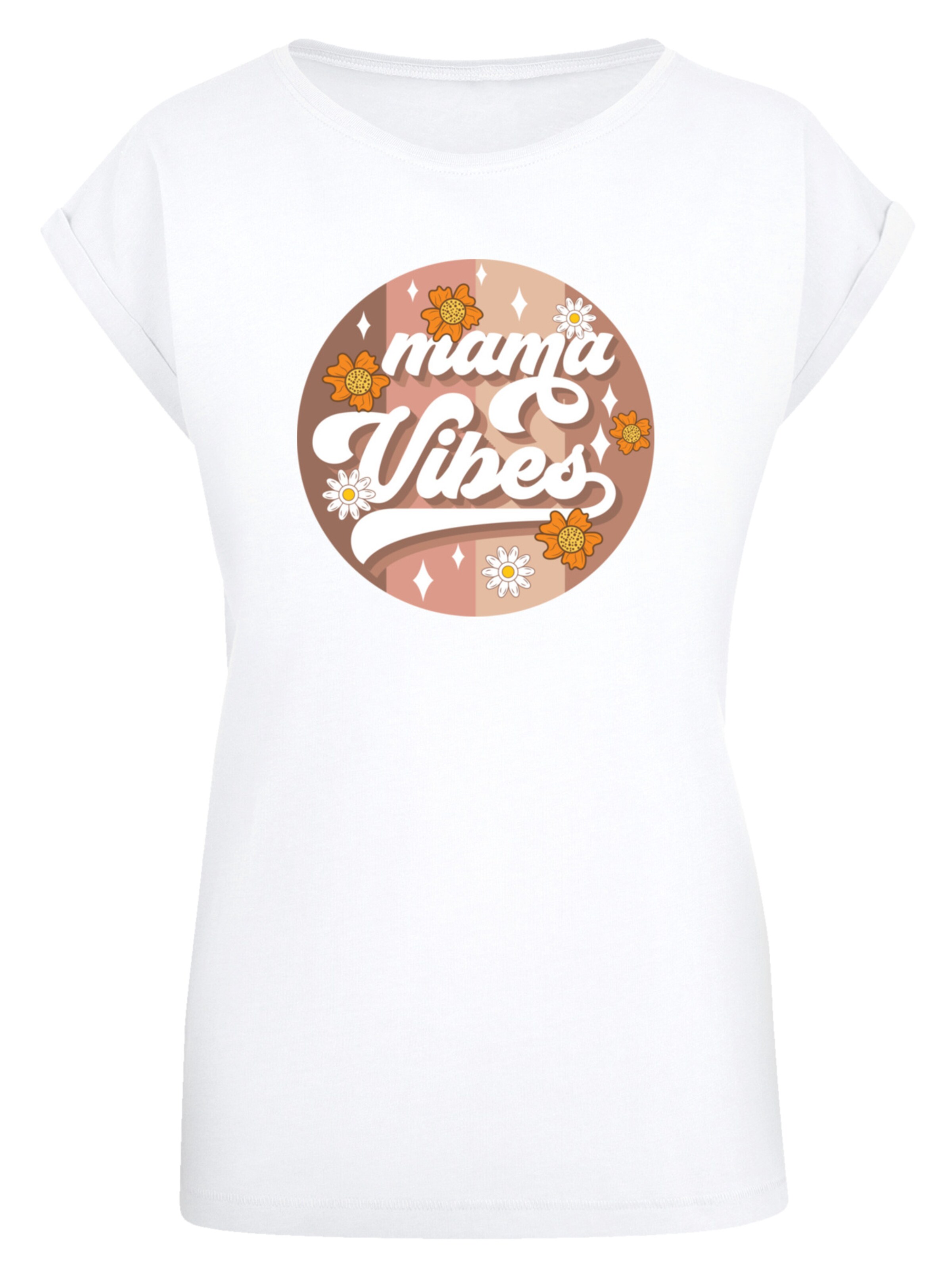 T-shirt 'Mothers Day Mama Vibes Vintage Inspired Motherhood' F4NT4STIC en blanc : devant