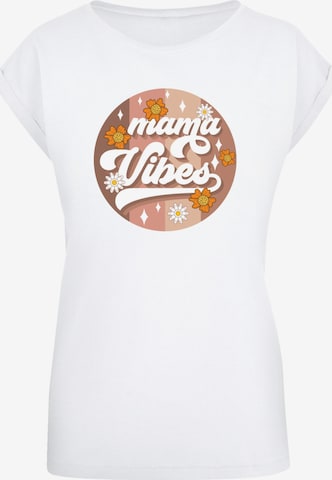 T-shirt 'Mothers Day Mama Vibes Vintage Inspired Motherhood' F4NT4STIC en blanc : devant