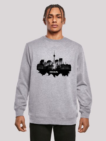 Sweat-shirt 'Cities Collection - Berlin skyline' F4NT4STIC en gris : devant