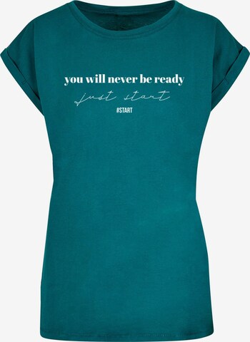 Merchcode Shirt 'Just Start ' in Groen: voorkant