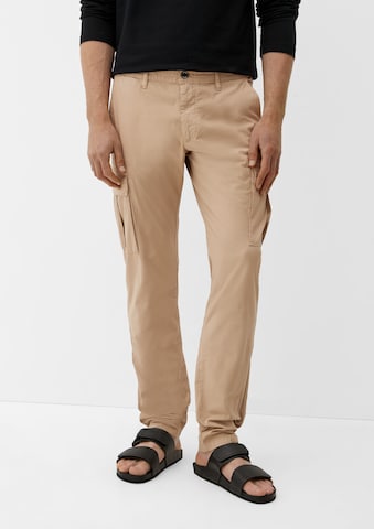 s.Oliver Tapered Cargobroek in Beige: voorkant